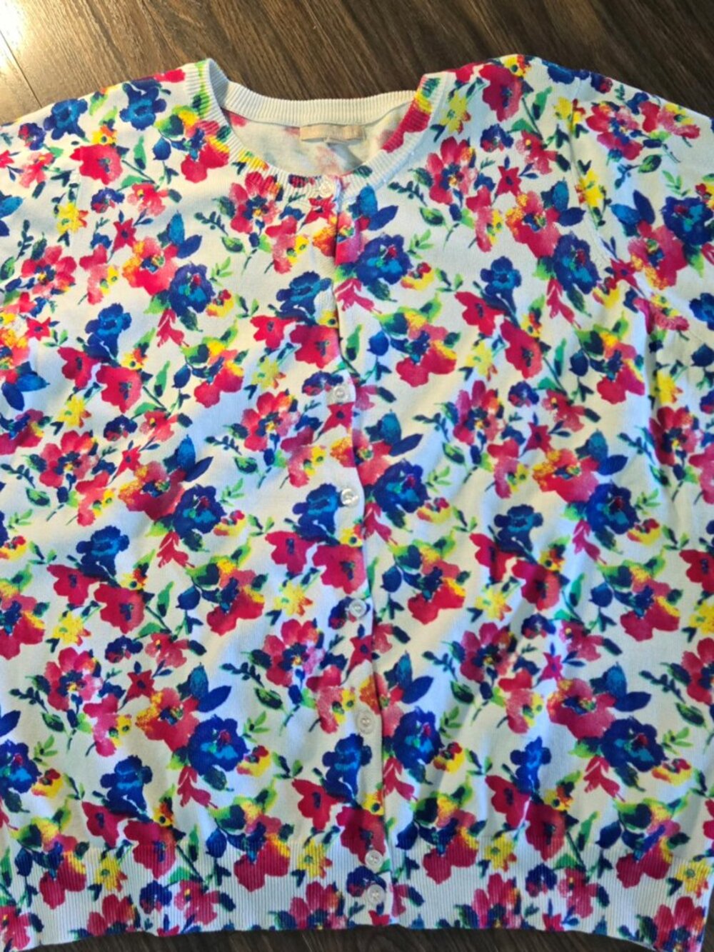 WOMAN WITHIN 100% Cotton Floral Cardigan Sweater NWOT/SIZE 2X